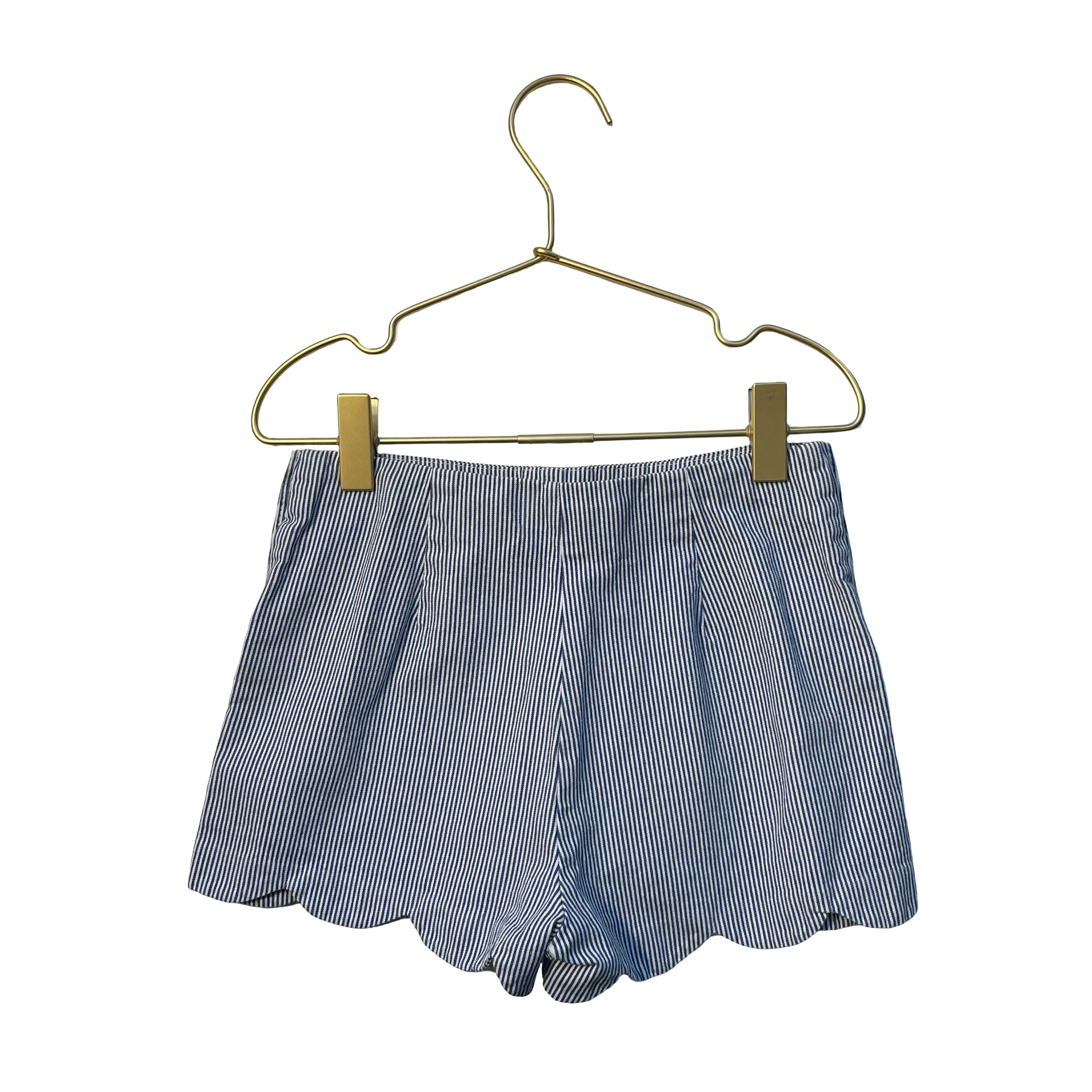 Jacadi Navy & White Striped Scallop Hem Shorts - Size 8A