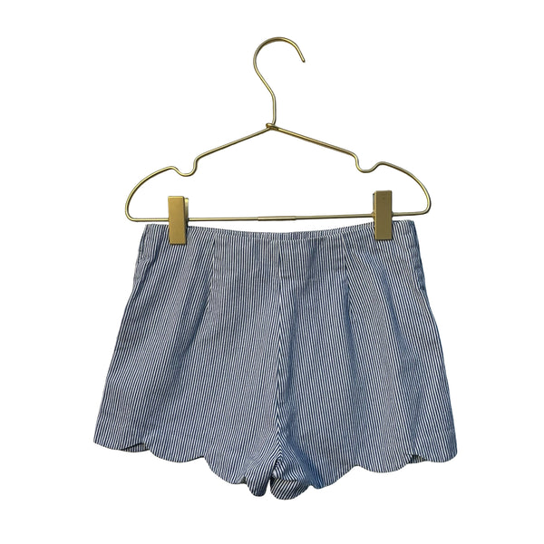 Jacadi Navy & White Striped Scallop Hem Shorts - Size 8A