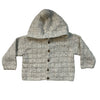 Rylee & Cru Ivory & Gray Speckled Check Hooded Cardigan Sweater - 6-12 Mo