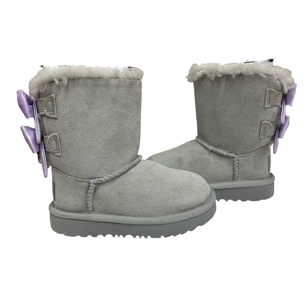 UGG Bailey Bow Gray & Lavender Iridescent Boots New in Box - Size 8