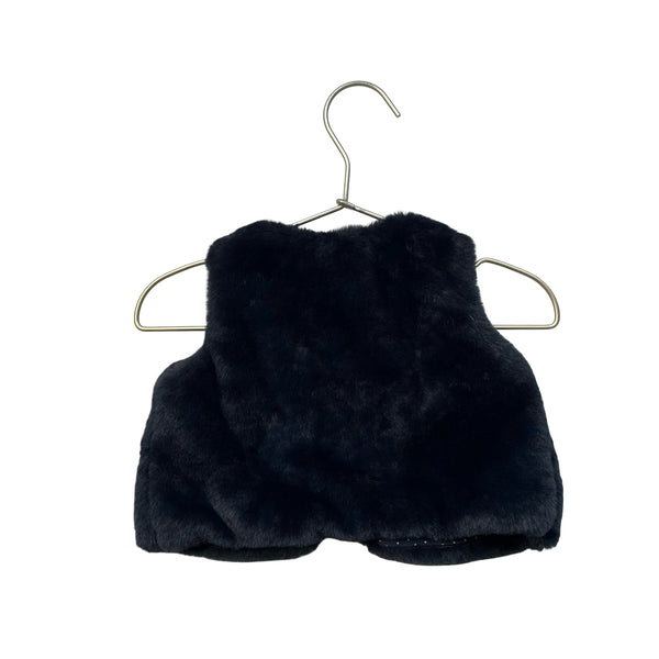 Cyrillus Navy Faux Fur Vest - Size 9 Mo
