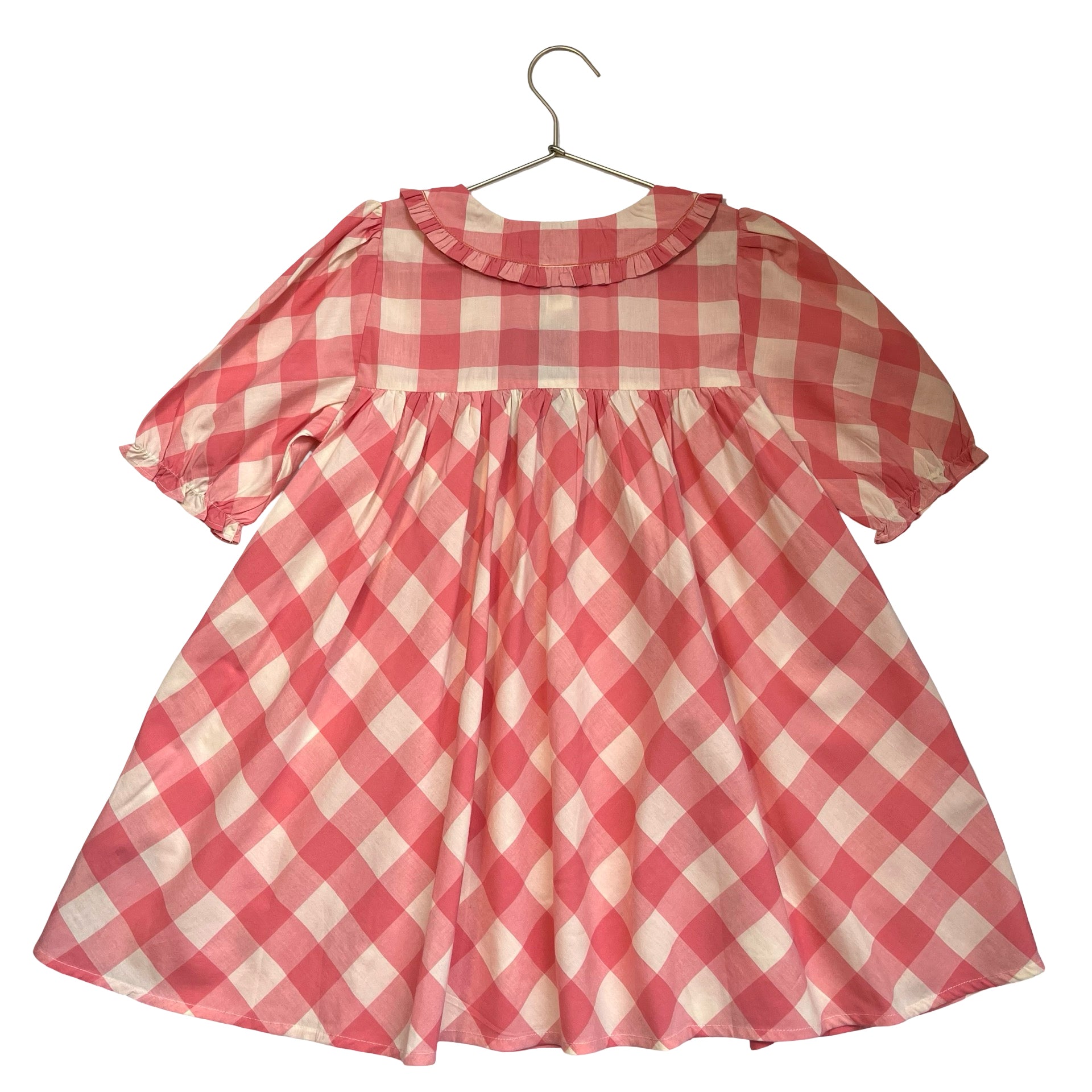 Emile et Ida Pink & Ivory Check Dress - Size 8A
