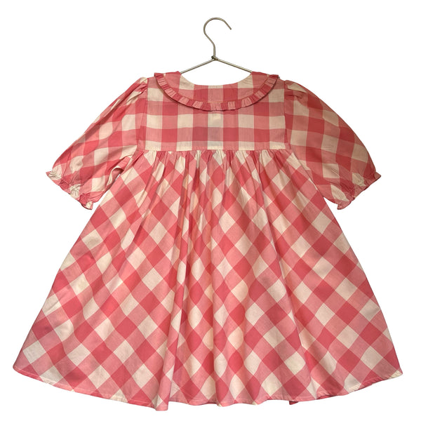 Emile et Ida Pink & Ivory Check Dress - Size 8A