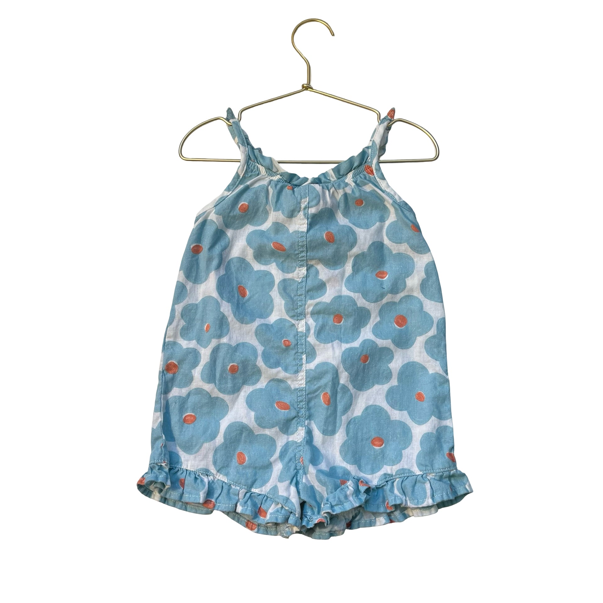 Little Co. by Lauren Conrad Ivory & Blue Flower Print Linen-Cotton Romper - 3T