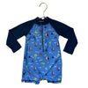 Andy & Evan Blue Ocean Print Swim Suit Romper - Size 9-12 Mo