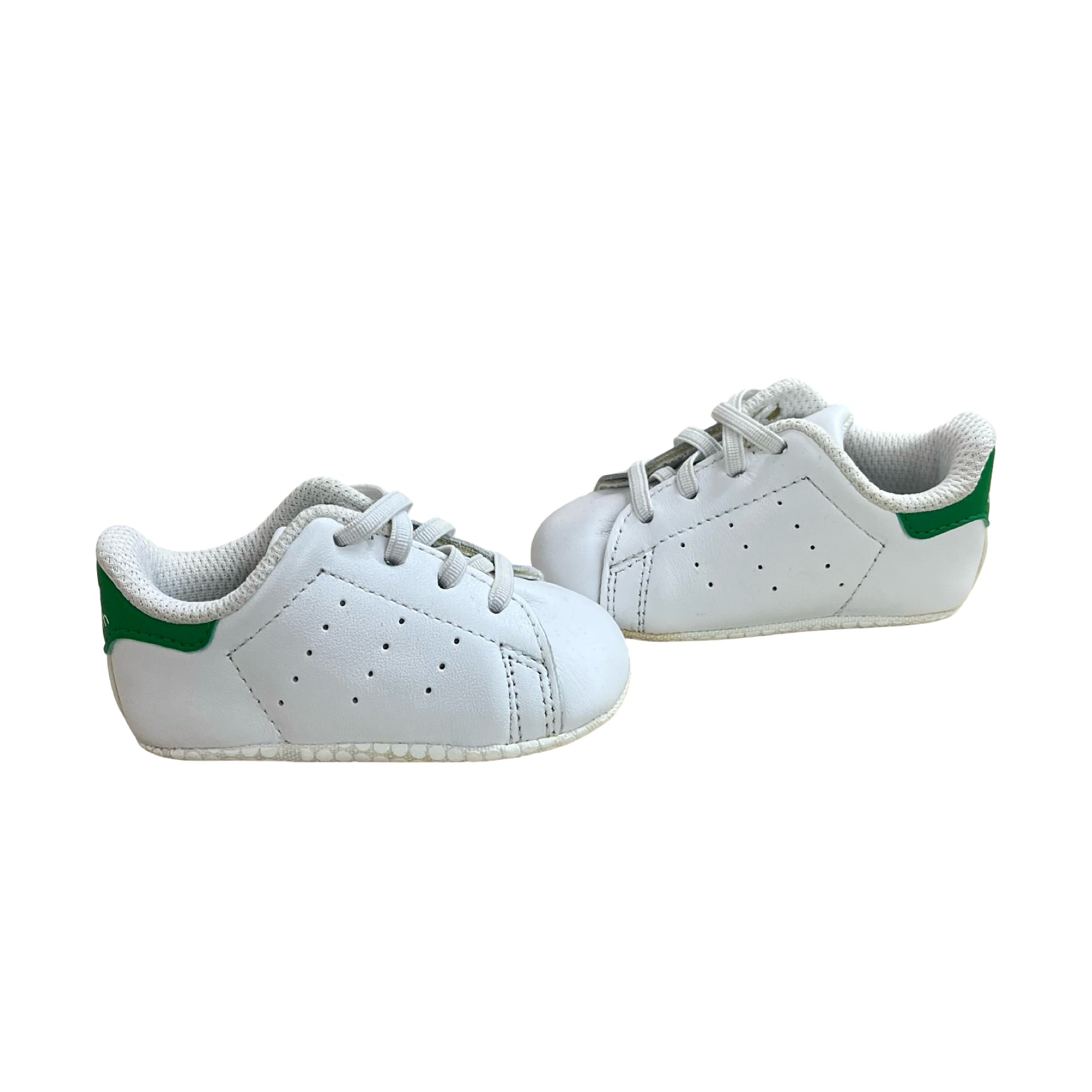 Adidas Stan Smith White & Green Soft-Sole Sneakers - Size 1K