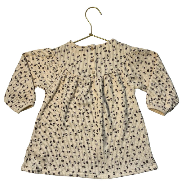 Zara Ivory Waffle Flower Print Dress - Size 1.5Y