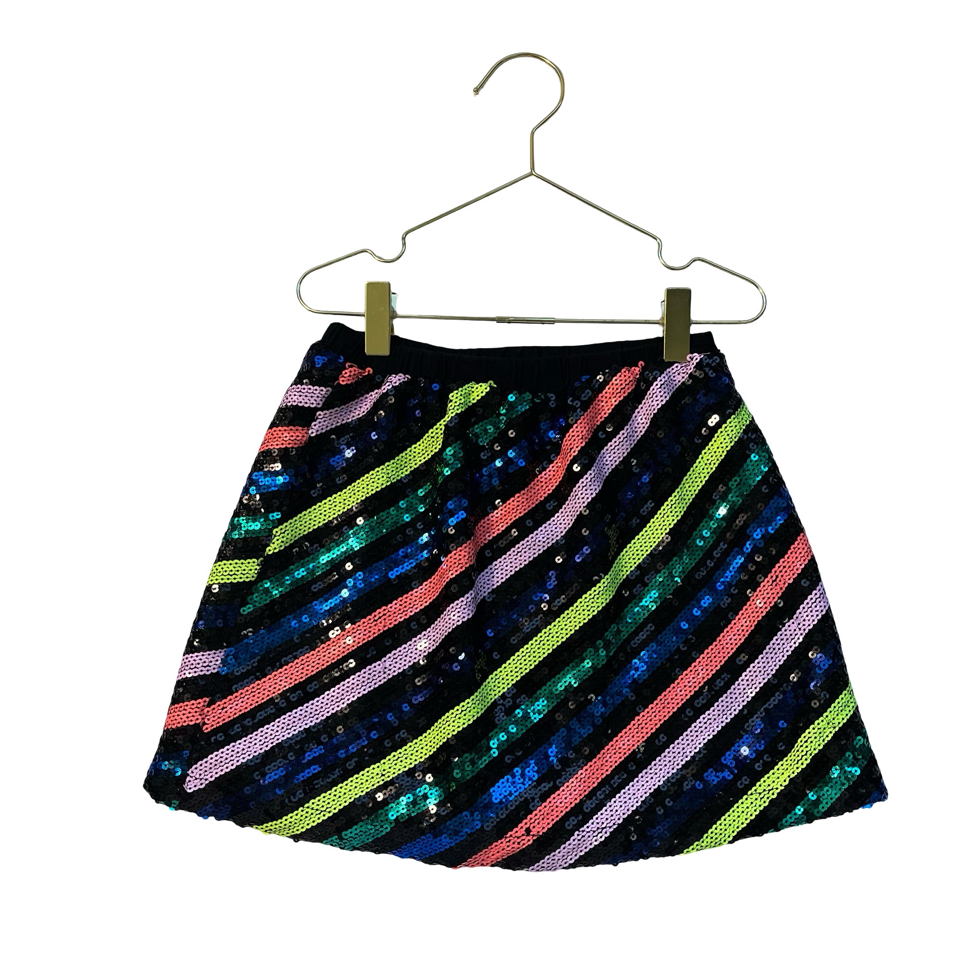 Rockets of Awesome Black & Colorful Striped Sequin Skirt - Size 8