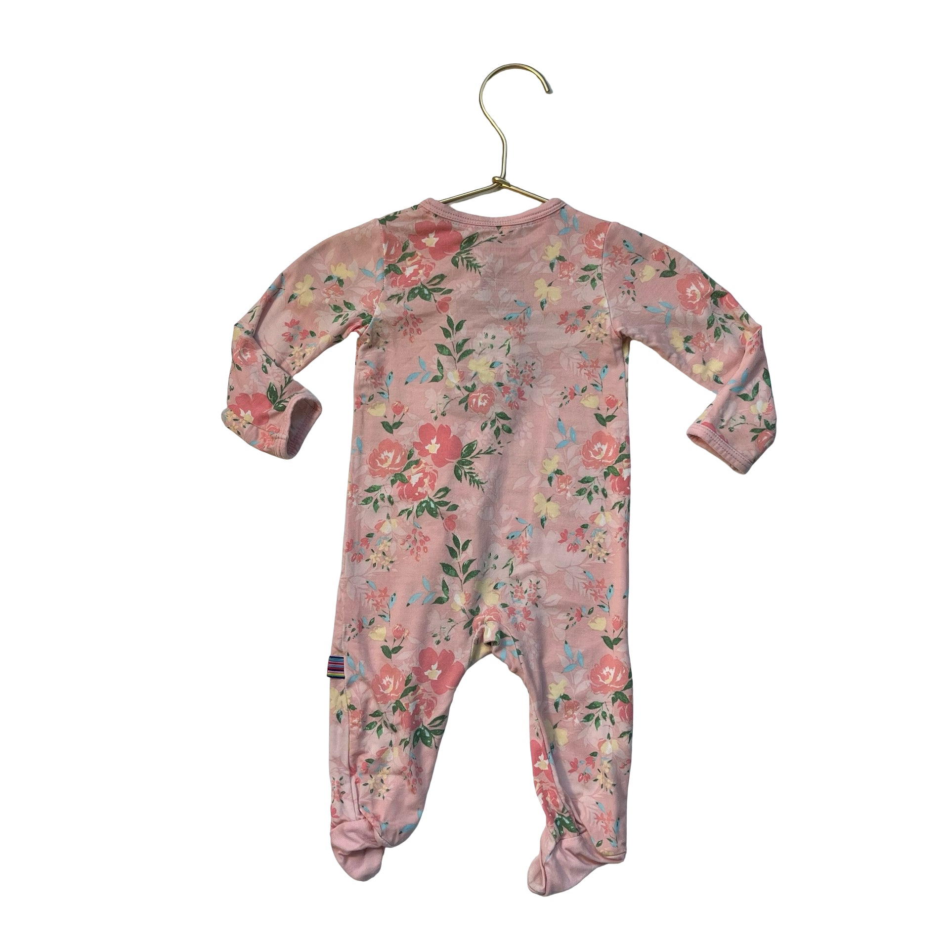 Magnetic Me Pink Floral Footed One-Piece PJs - Size Newborn