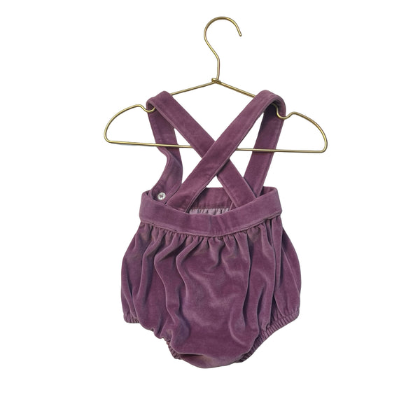 Kate Quinn Plum Velour Bubble Overalls - Size 12-18 Mo