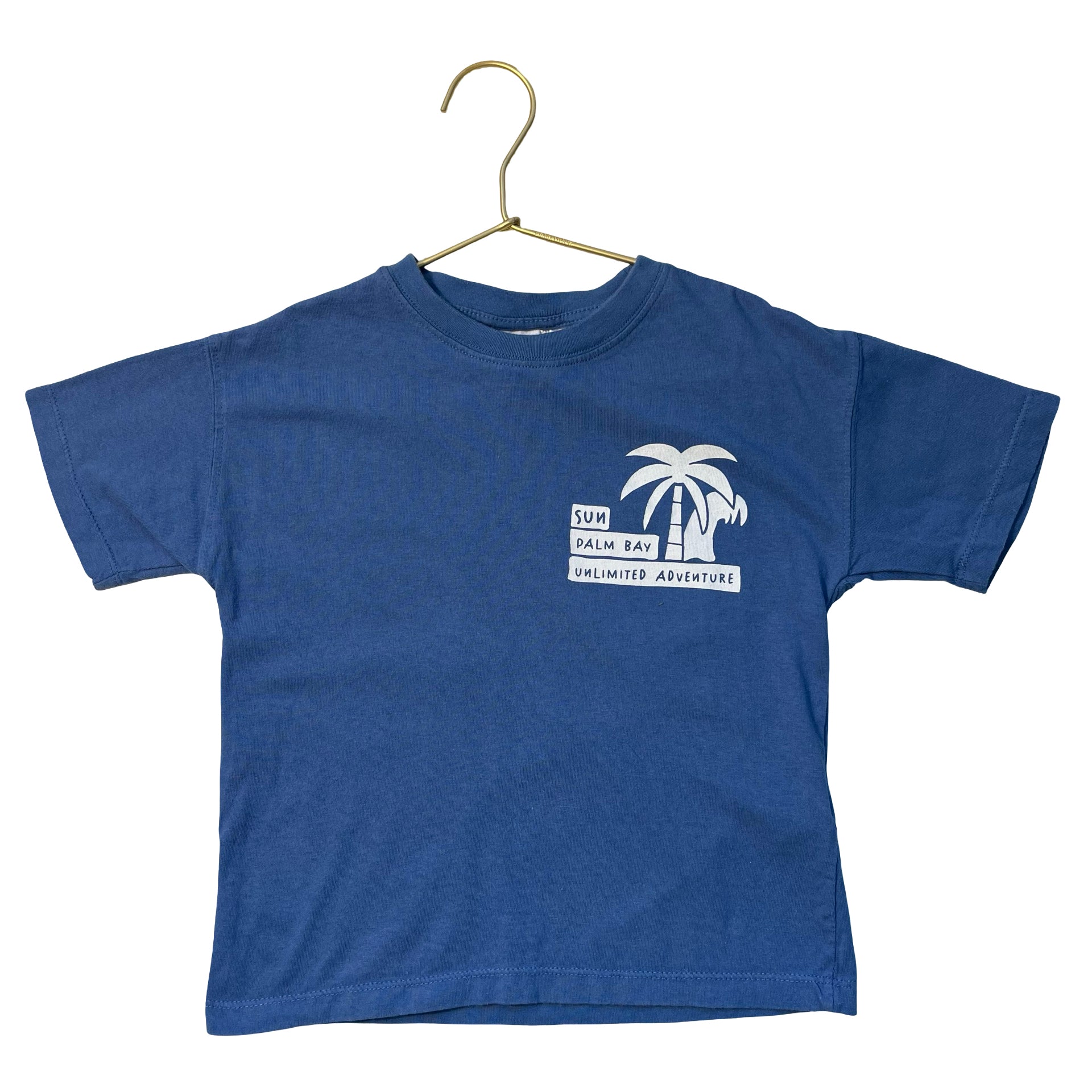 Zara Blue Palm Tree Graphic T-Shirt - Size 6