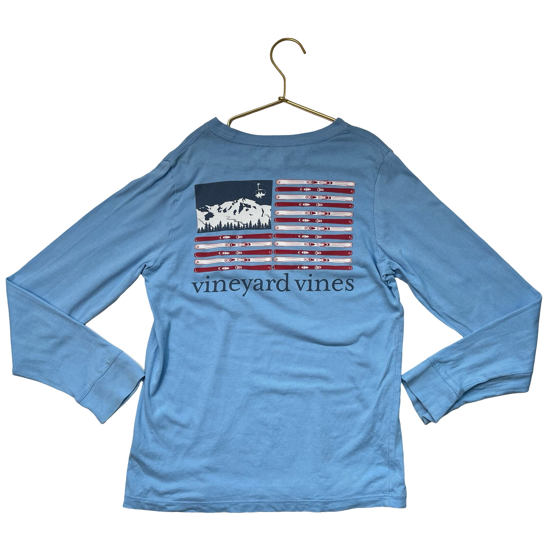Vineyard Vines Light Blue Ski Graphic Shirt - Size S 8-10