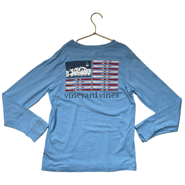 Vineyard Vines Light Blue Ski Graphic Shirt - Size S 8-10