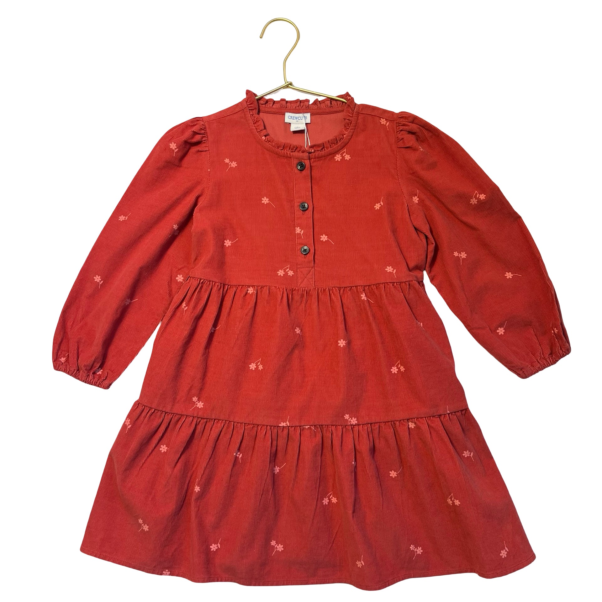 Crewcuts Orange Floral Corduroy Dress - Size 6
