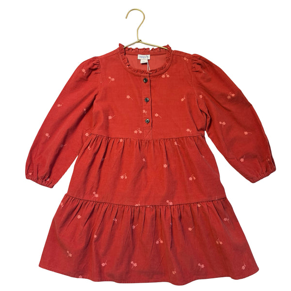 Crewcuts Orange Floral Corduroy Dress - Size 6