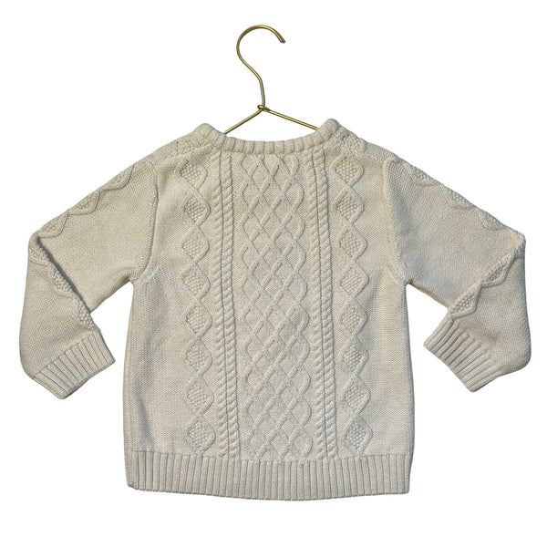 Hanna Andersson Ivory Cotton Cable-Knit Sweater - Size 4