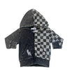 Little Mish Dark Gray Check & Guitar Zip-Up Hooded Sweatshirt - Size 12 Mo