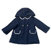 Jacadi Navy Hooded Jacket, White Trim - Size 18 Mo