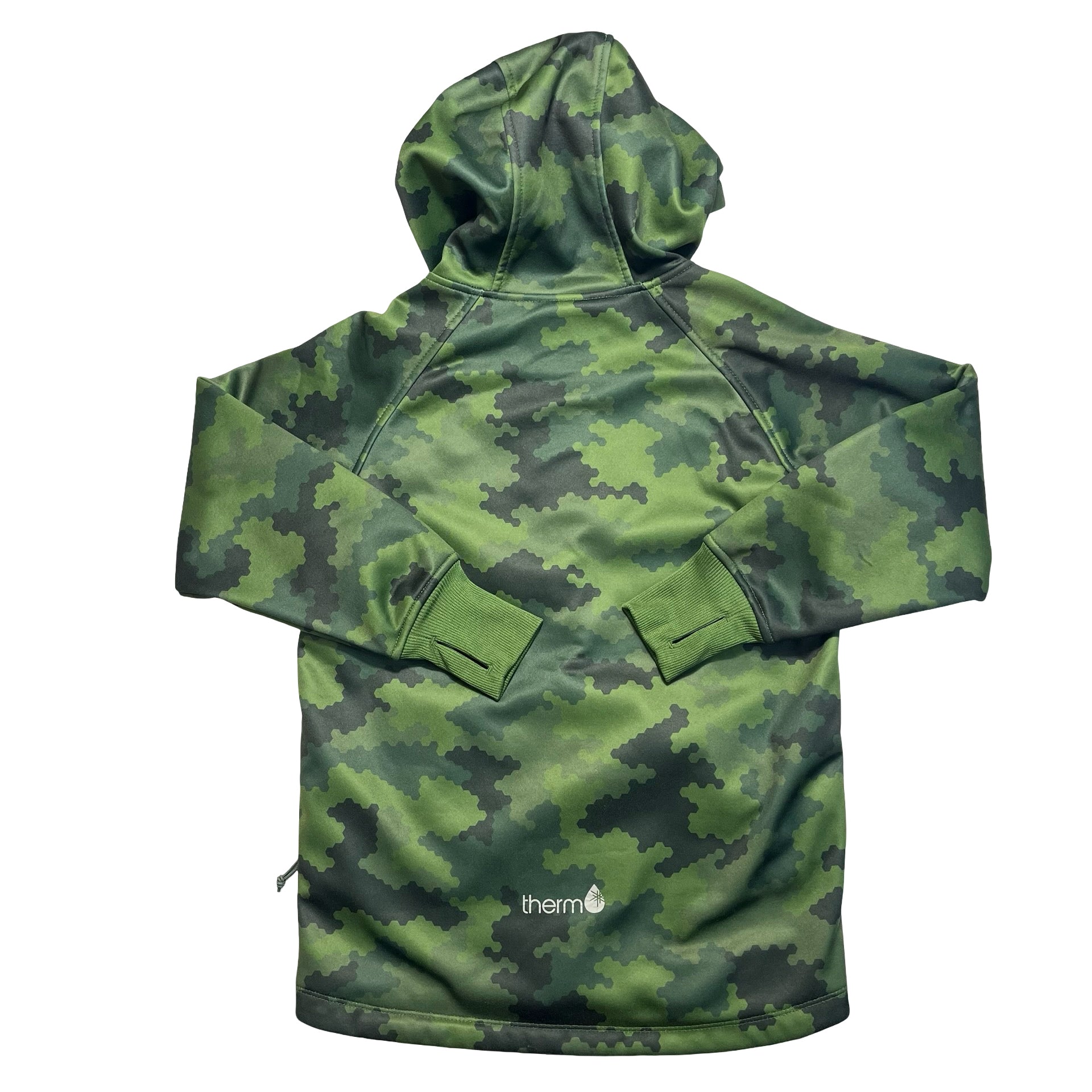 Therm Fleece-Lined Green Camouflage Hooded Jacket - Size 8