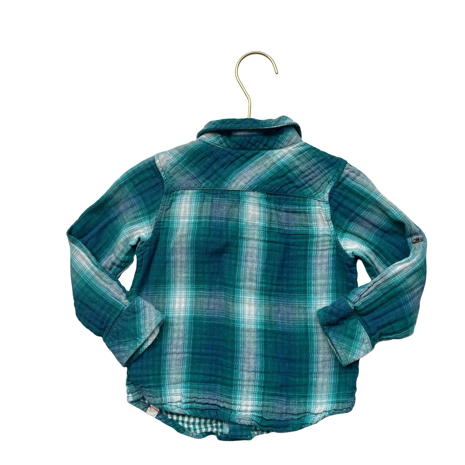 Me & Henry Teal Plaid Button Down Shirt - Size 2-3