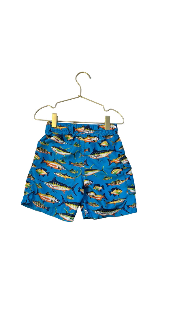 Hatley Blue Fish Print Swim Trunks - Size 3