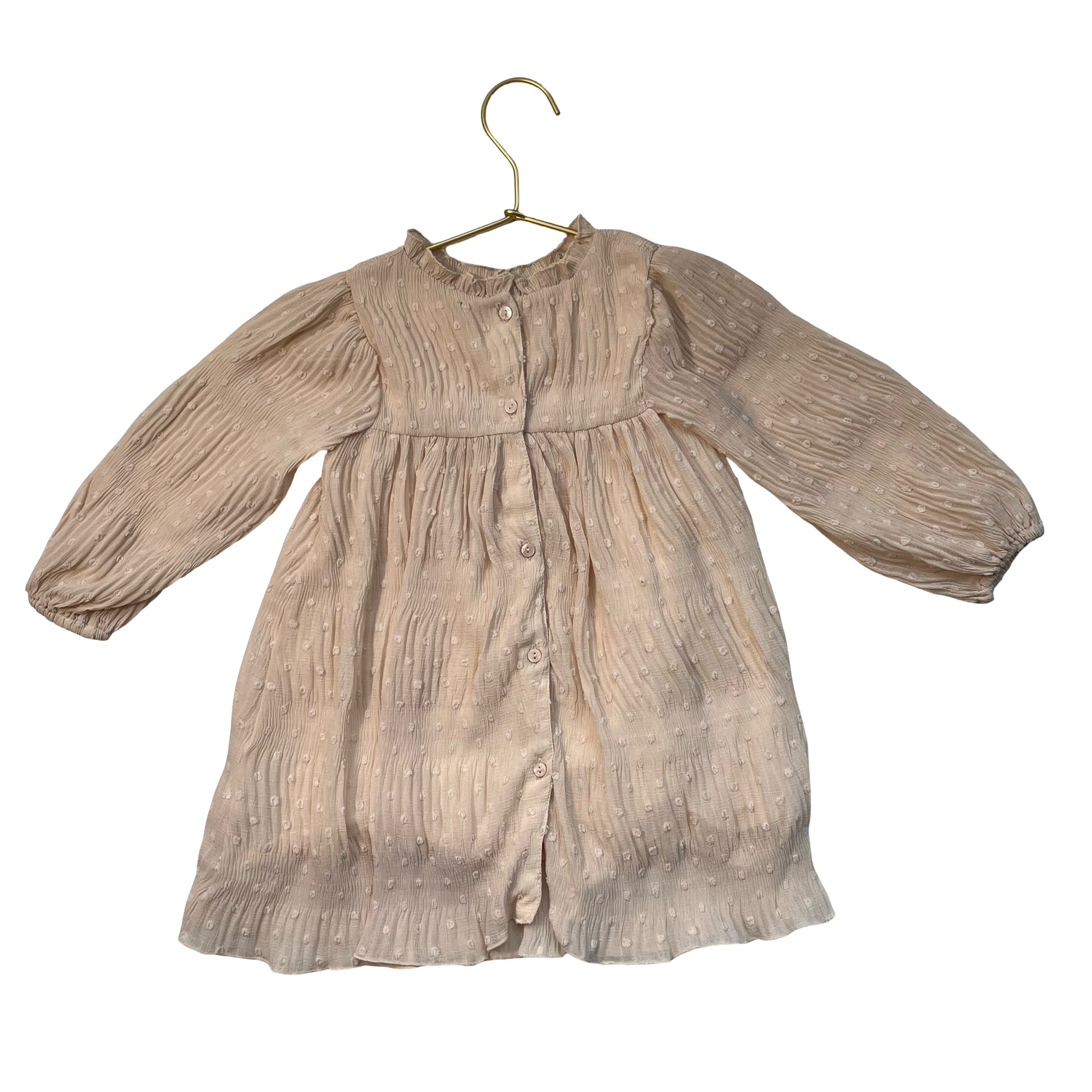 Zara Blush Chiffon Dot Dress - Size 18-24 Mo