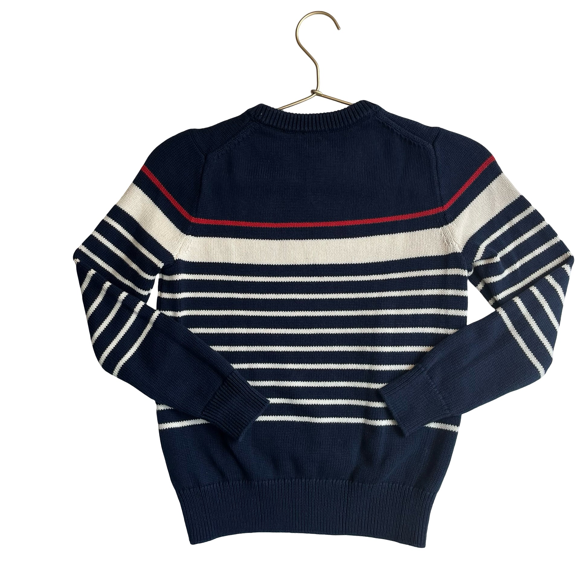 Crewcuts Navy & Ivory Striped Cotton Sweater - Size M 8-9