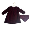 Baby Gap Burgundy Velvet Bow Dress with Bloomer - Size 2