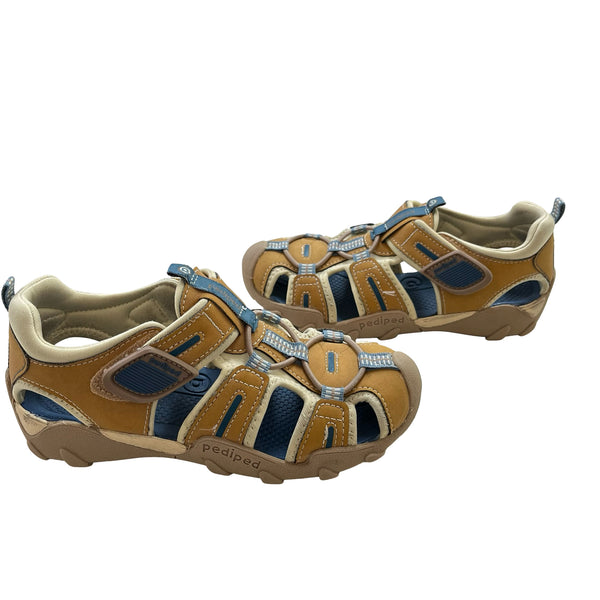Pediped Canyon Tan & Blue Closed-Toe Sandals - Size 13-13.5