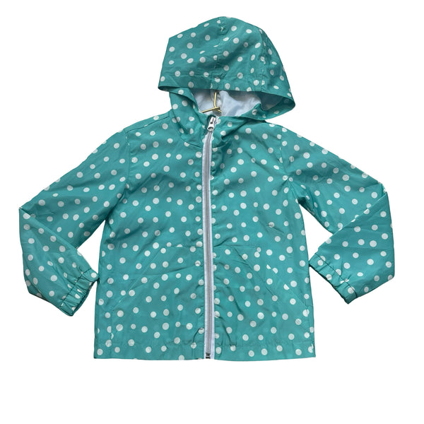 Me Jane Mini Green Polka Dot Hooded Windbreaker Jacket - Size 4T