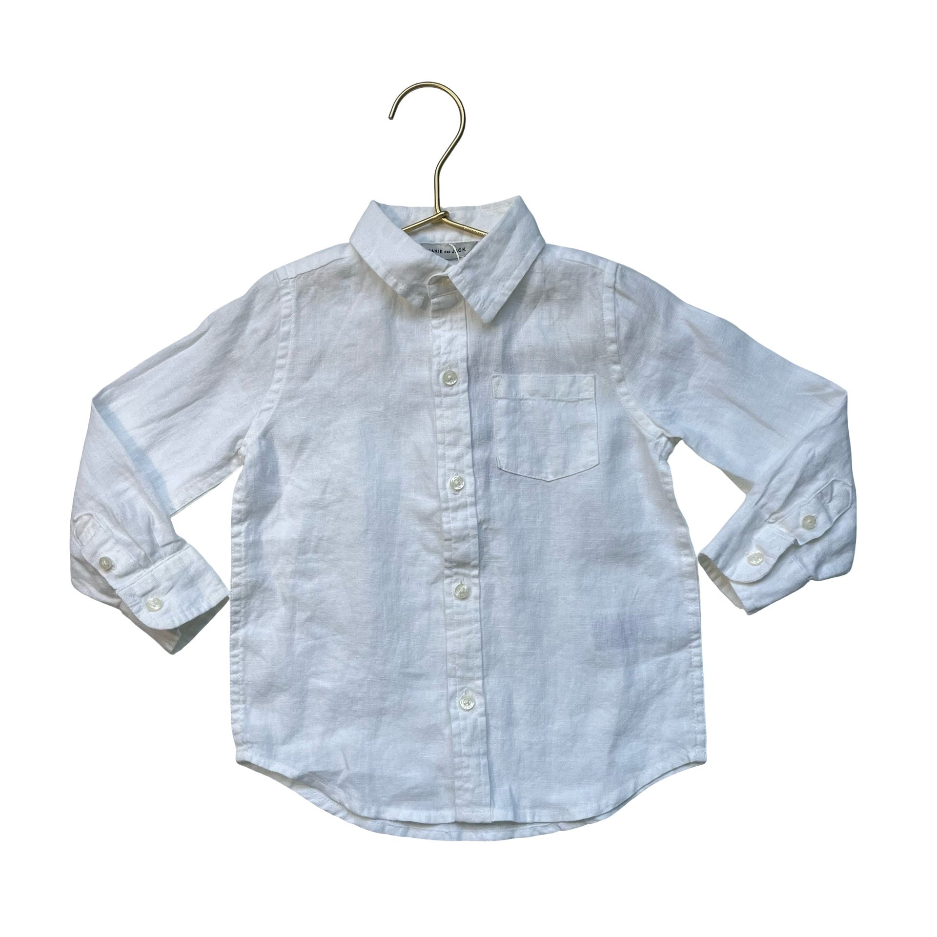 Janie and Jack Off-White 100% Linen Button Down Shirt - Size 2T