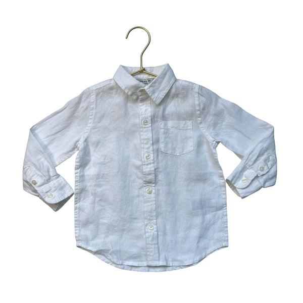 Janie and Jack Off-White 100% Linen Button Down Shirt - Size 2T