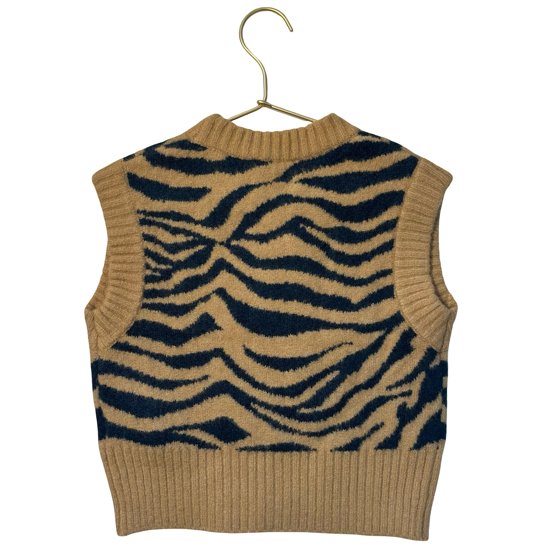 Monoprix Tan & Teal Animal Pattern Sweater Vest - Size 5