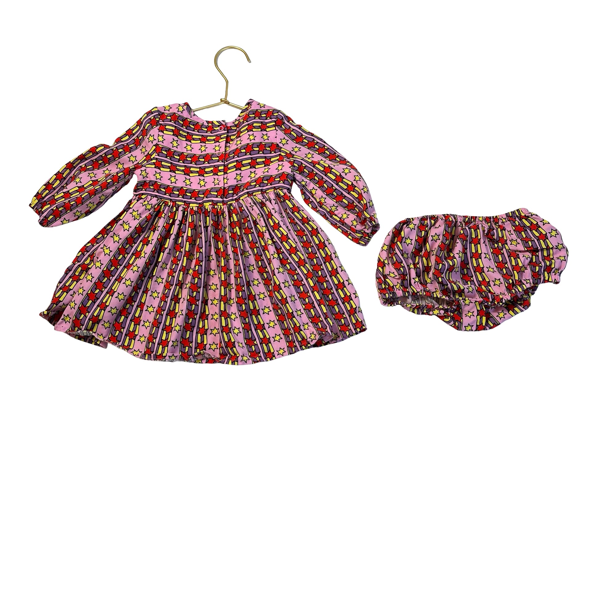 Stella McCartney Kids Pink, Purple, Yellow, Red Star Dress & Bloomers - 6 Mo