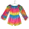 MIA New York Rainbow Ombre Fringe Sleeve Romper - Size M 10