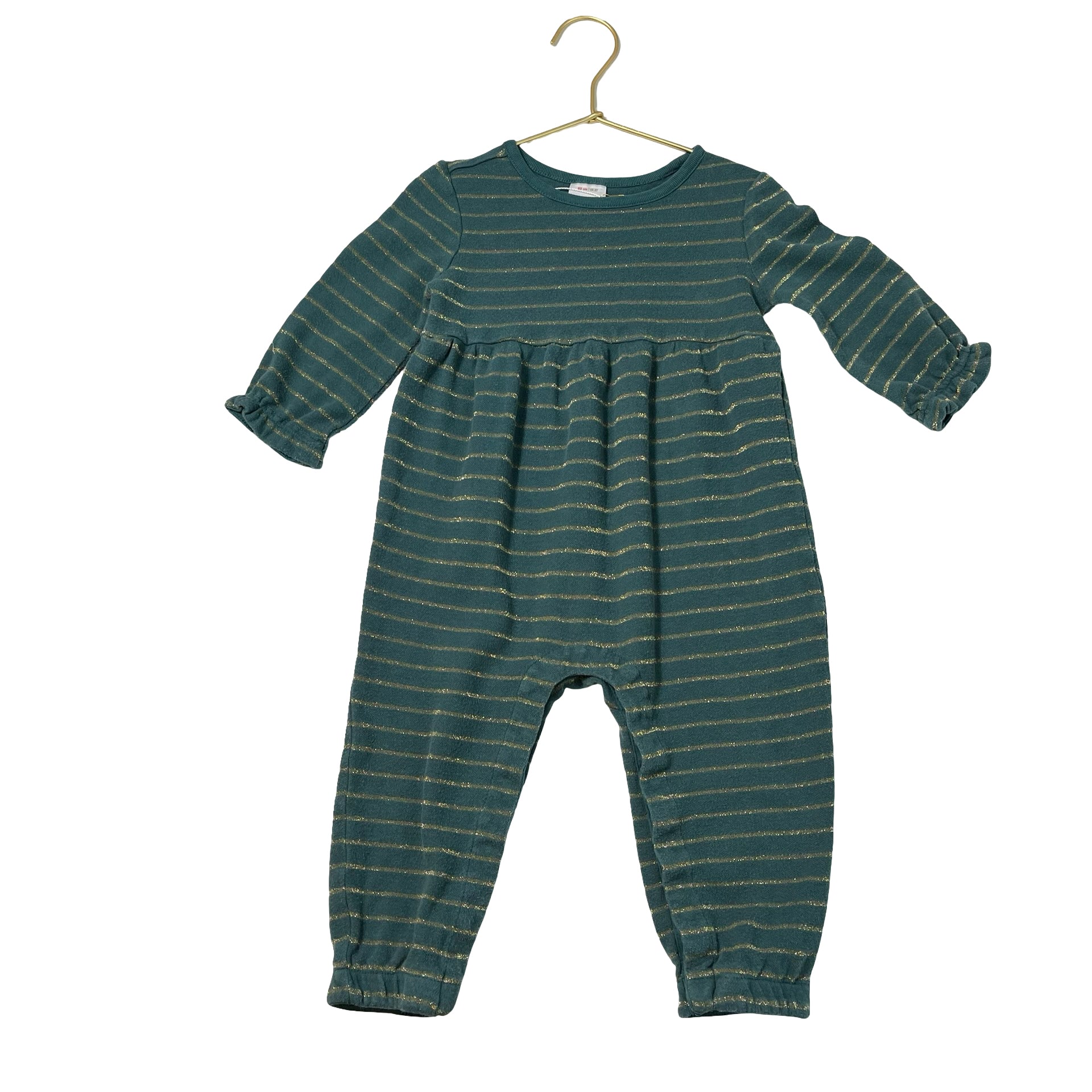 Hanna Andersson Green & Gold Metallic Striped One-Piece - Size 2T
