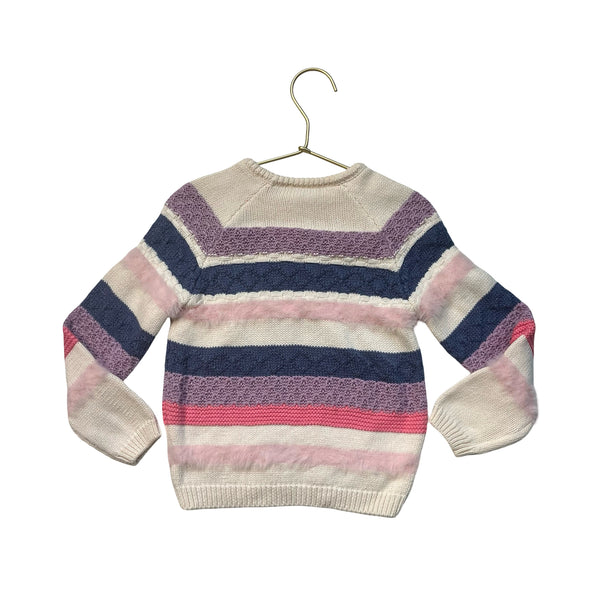 Egg Ivory & Multi-Color Textured Striped Sweater - Size 3