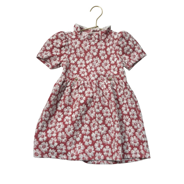 Janie and Jack Dusty Rose & White Flower Print Dress - Size 3