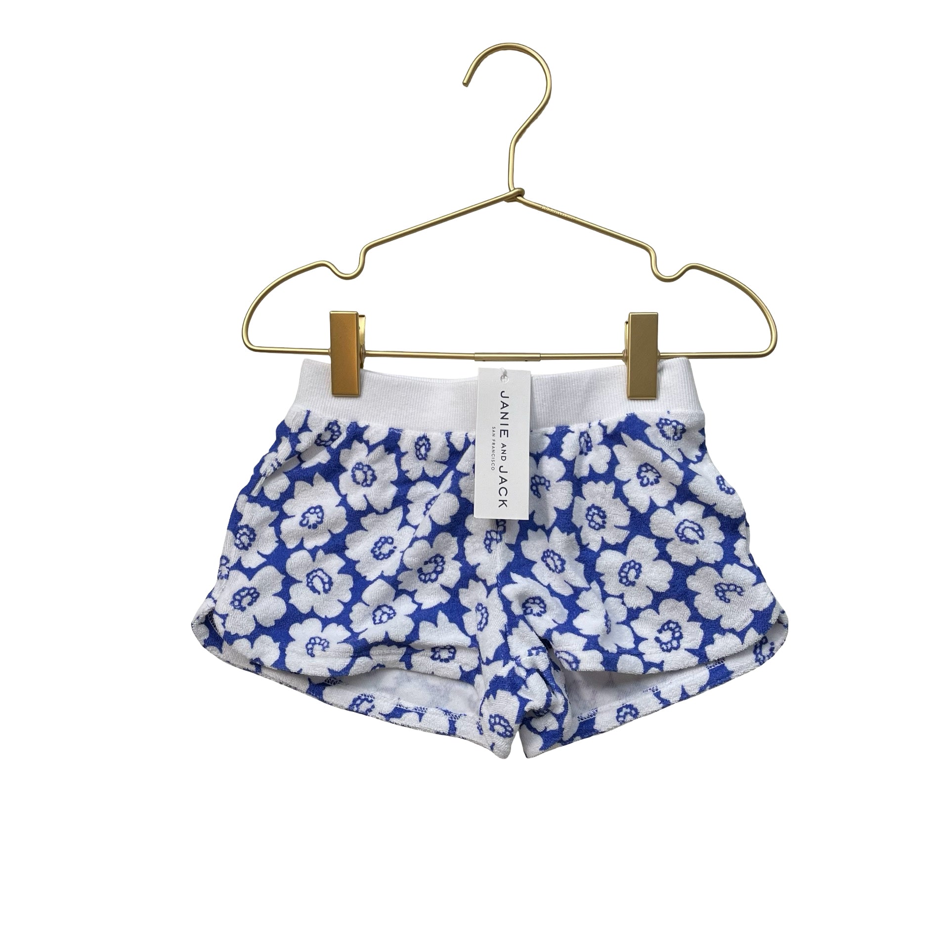 Janie and Jack Ivory & Blue Floral Terry Shorts with Tag -  Size 18-24 Months