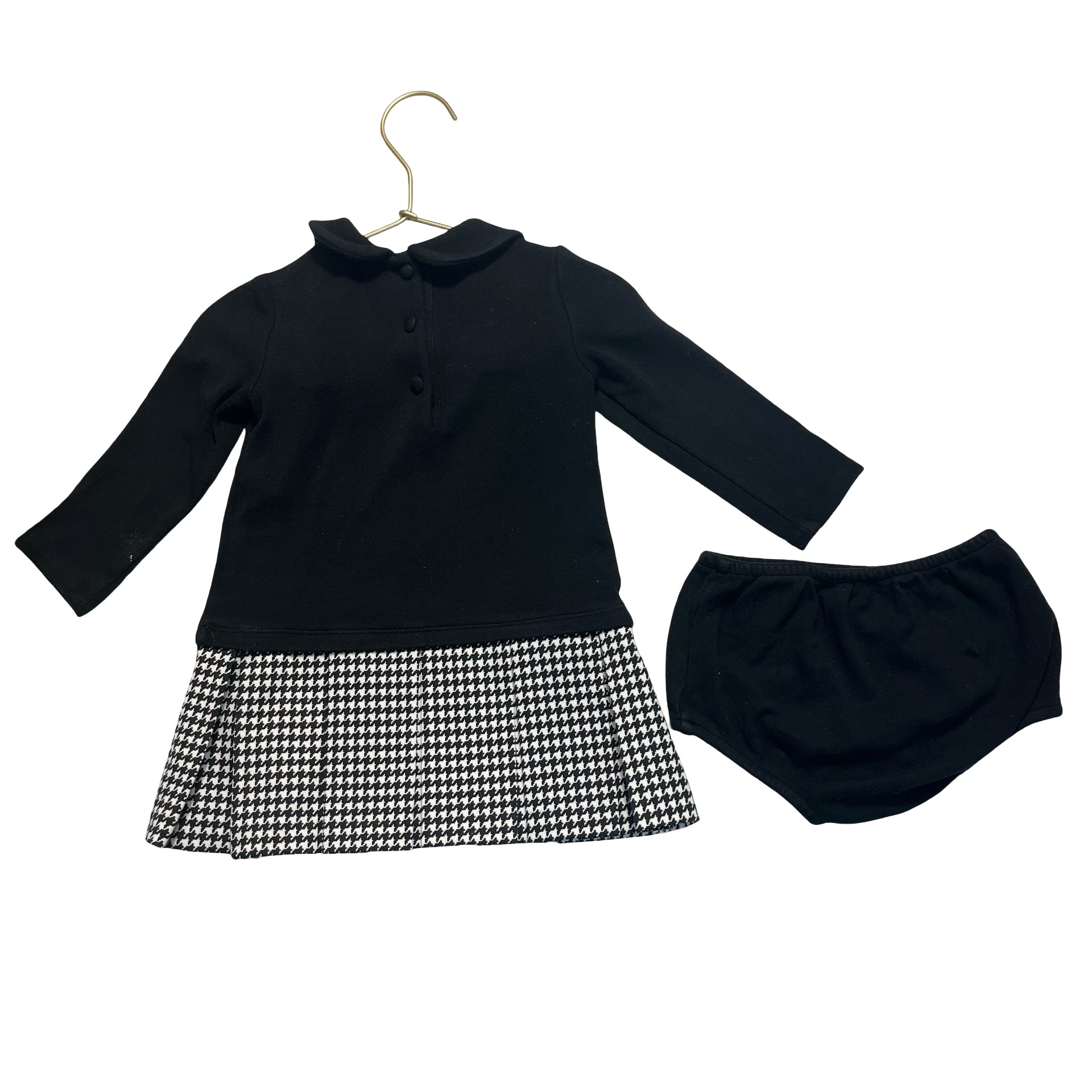 Ralph Lauren Black & White Houndstooth Dress & Bloomer - Size 6-12 Months