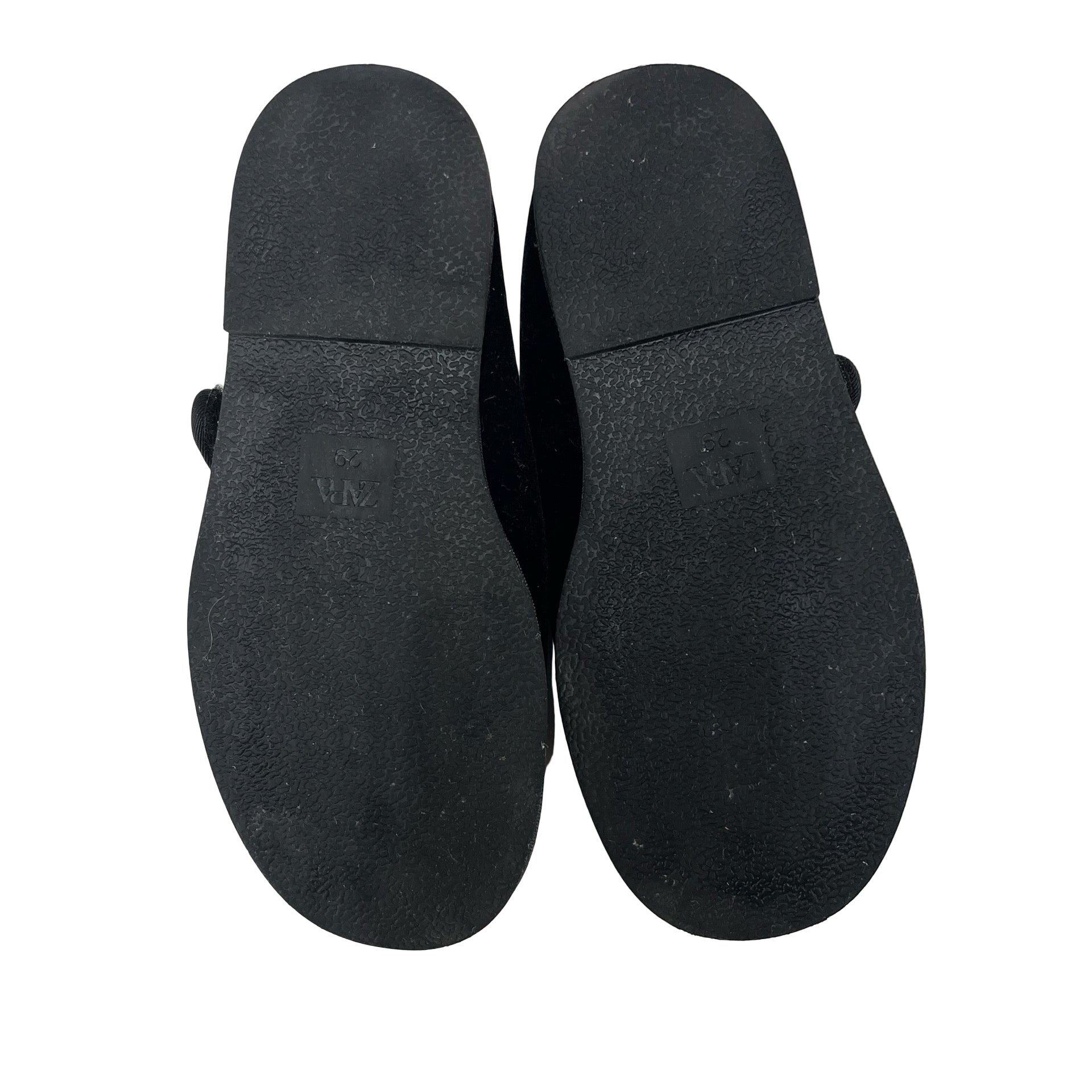 Zara Black Velvet Mary Jane Style Shoes - Size 29 (12)