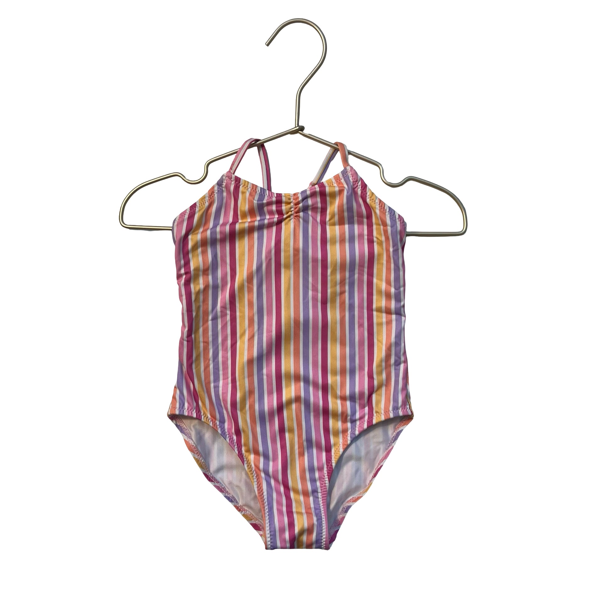 Zara Pink, Lavender, Yellow, Orange Striped Swim Suit - Size 3-4