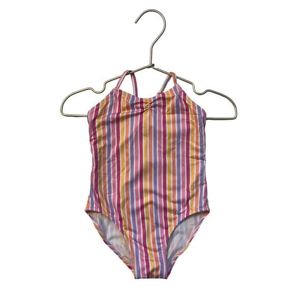 Zara Pink, Lavender, Yellow, Orange Striped Swim Suit - Size 3-4