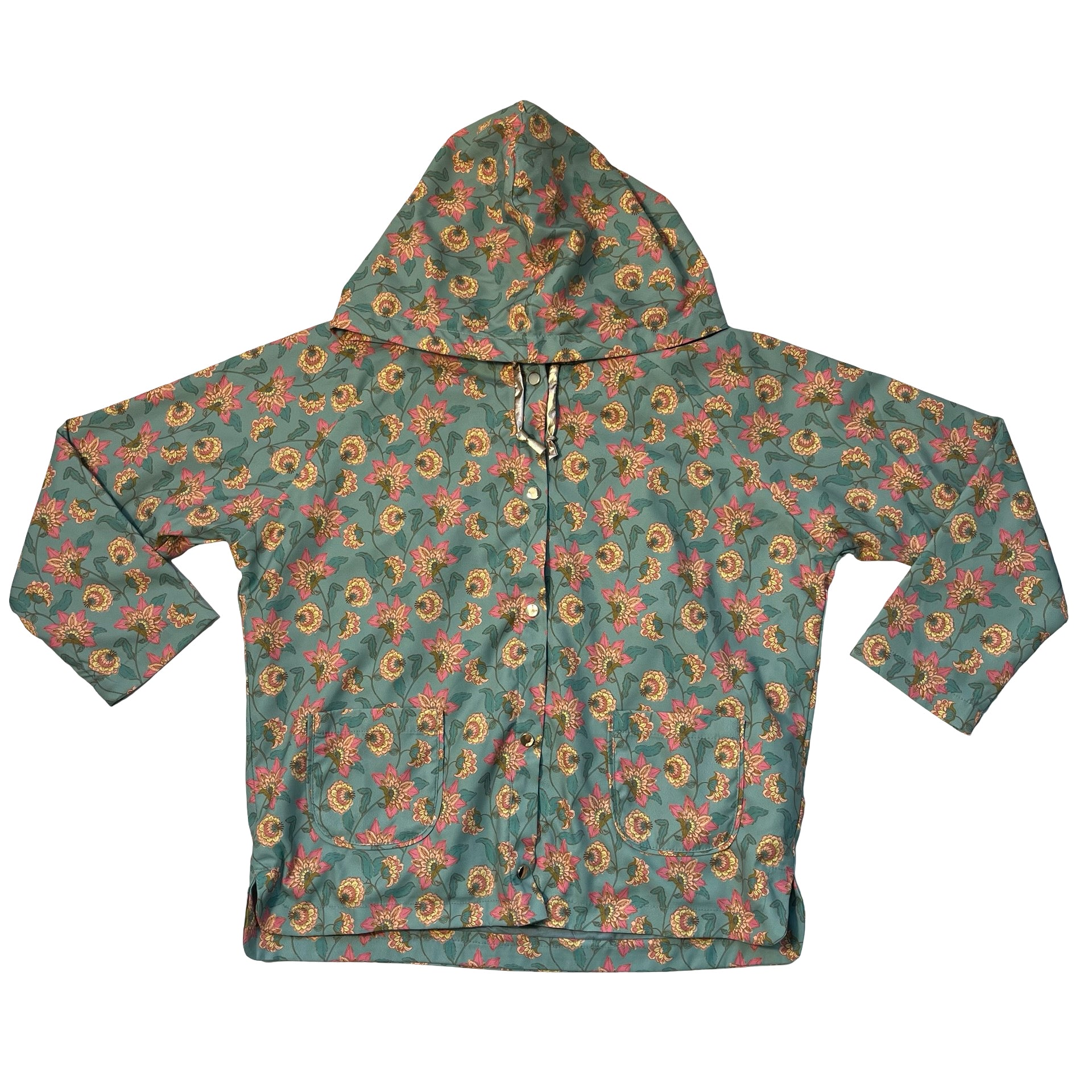 Louise Misha Green Floral Hooded Windbreaker Jacket - Size 6Y