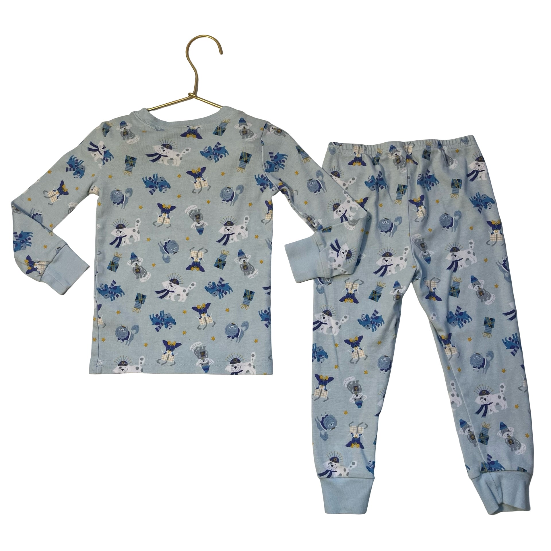 Janie and Jack Blue Hanukkah Dog 2 Piece Pajamas - Size 3