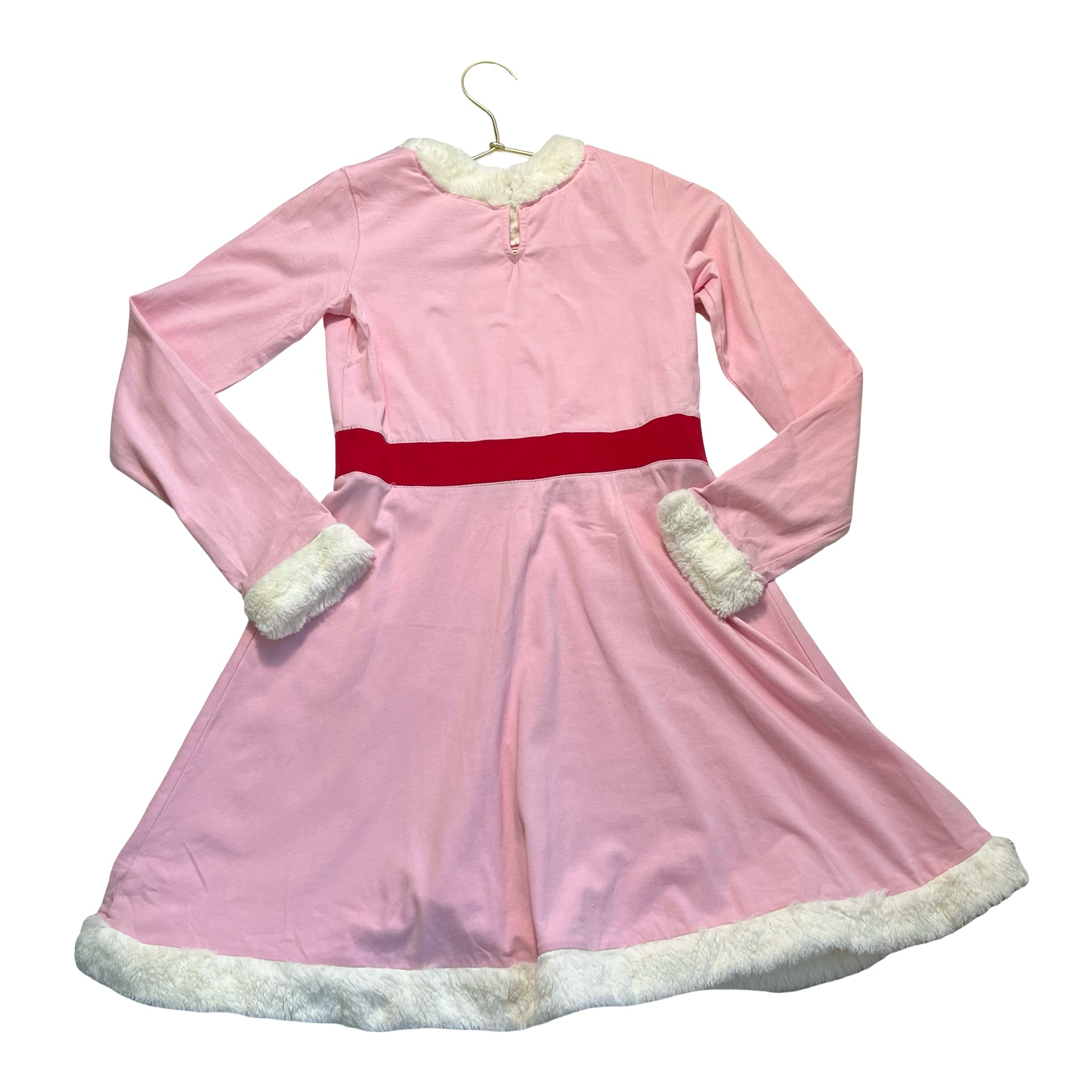 Hanna Andersson x Elf Pink & Ivory Faux Fur Trim Dress - Size 10