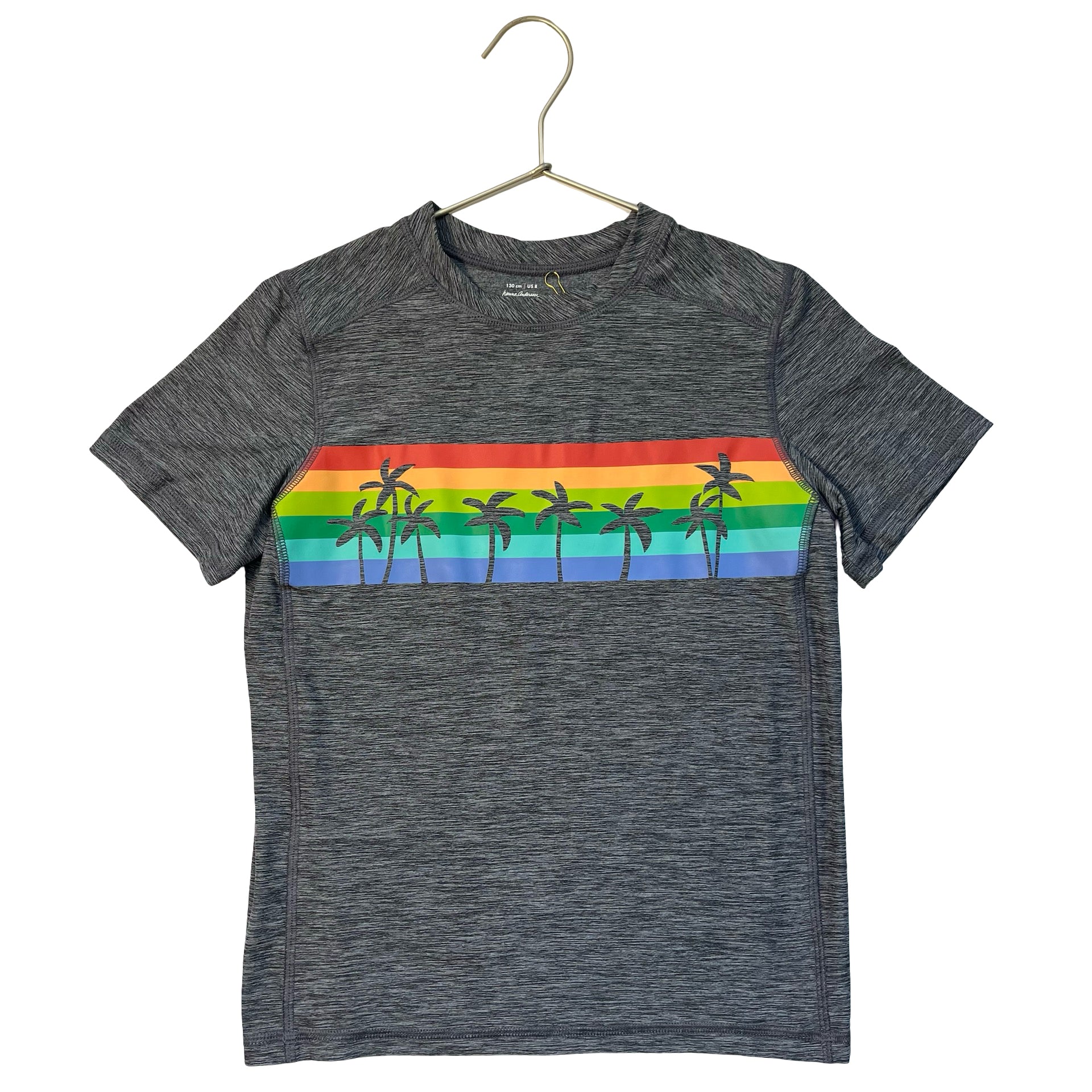 Hanna Andersson Heather Gray & Rainbow Palm Tree Athletic T-Shirt - Size 8