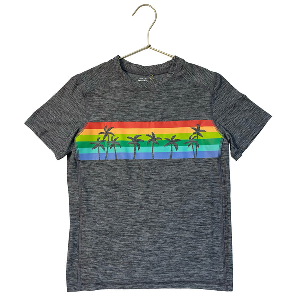 Hanna Andersson Heather Gray & Rainbow Palm Tree Athletic T-Shirt - Size 8