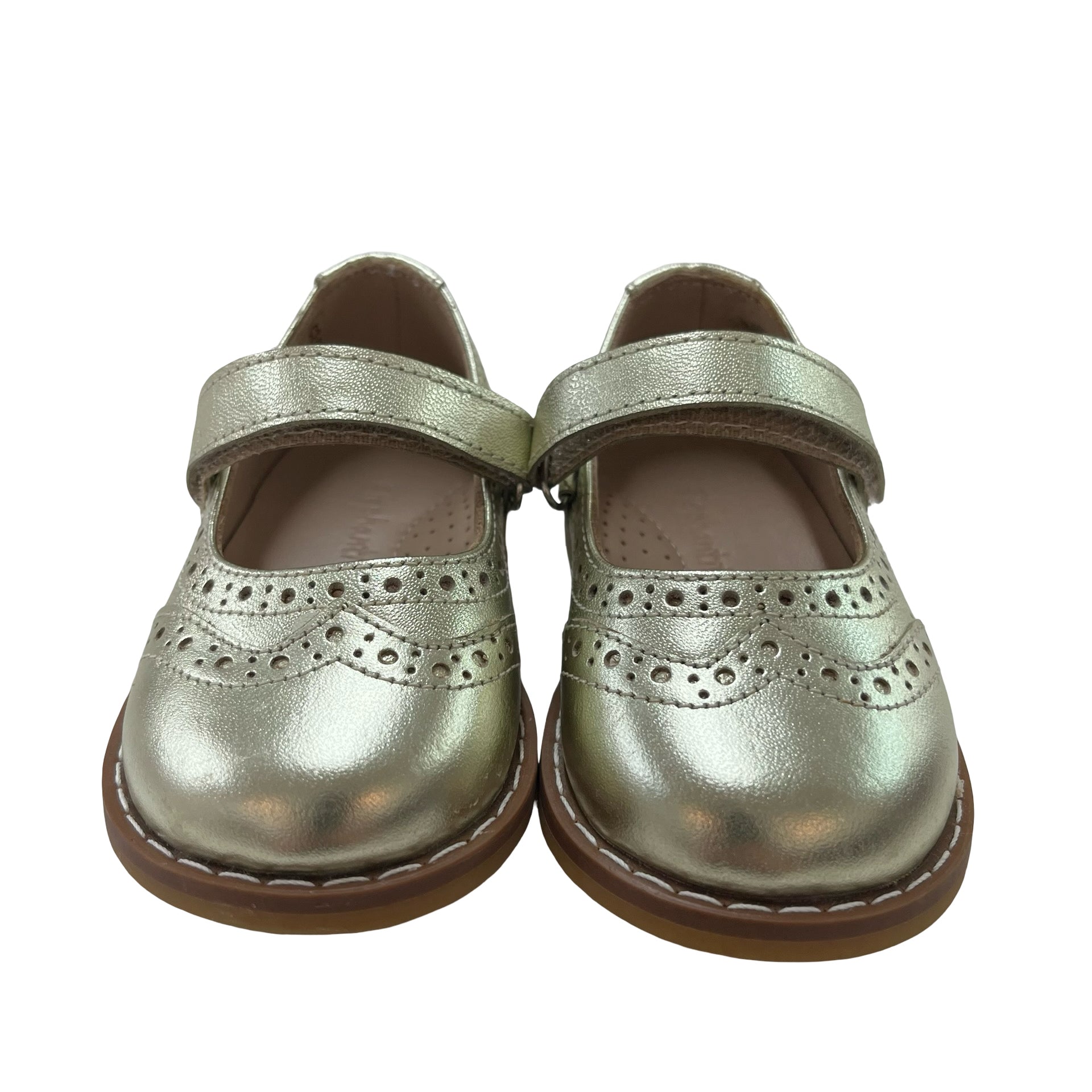 Elephantito Gold Leather Mary Jane Shoes - Size 5