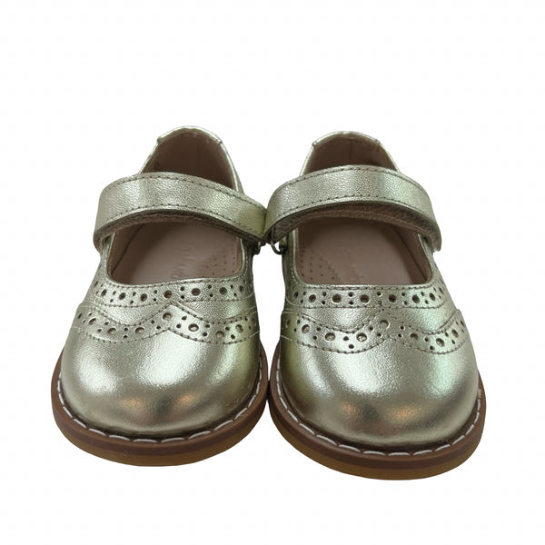 Elephantito Gold Leather Mary Jane Shoes - Size 5
